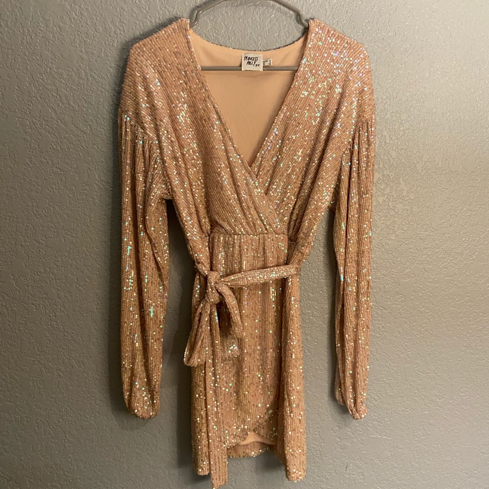 sequin wrap dress